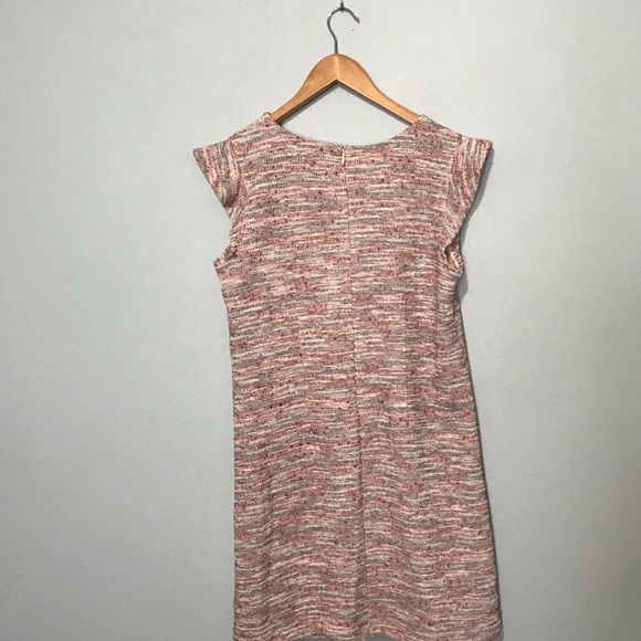 LOFT Soft Pink Knit Shift Dress Ruffle Sleeves - Picture 6 of 7